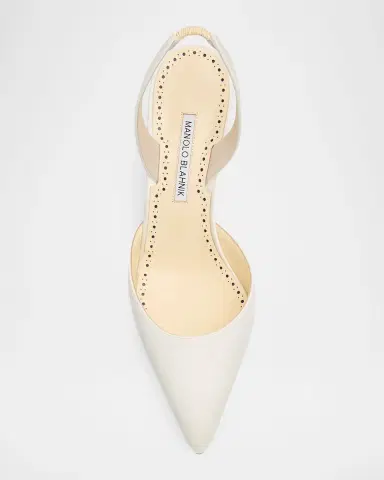 Manolo Blahnik Carolyne Kitten-Heel Halter Pumps | Thumbnail 19