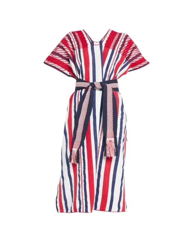 Pippa Holt Three-Panel Striped Embroidered Midi Kaftan