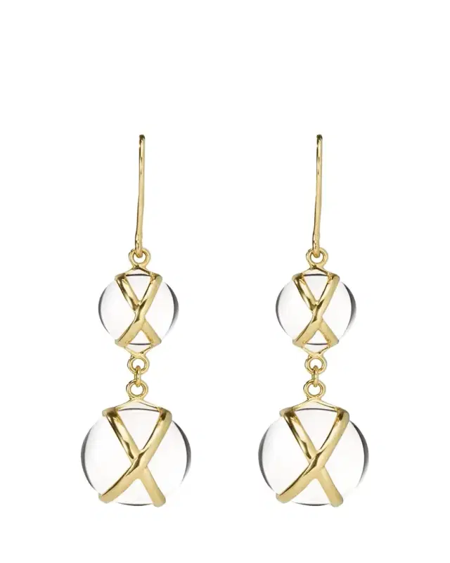 L. Klein 18k Gold Prisma Crystal Quartz Drop Earrings