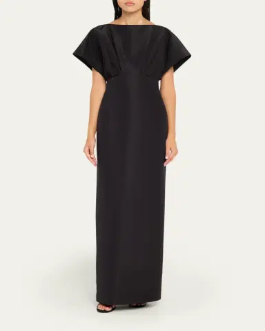 Carolina Herrera Silk Column Gown with Fan Bodice | Thumbnail 2