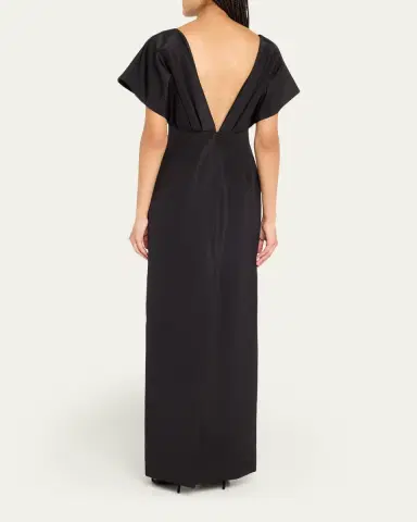 Carolina Herrera Silk Column Gown with Fan Bodice | Thumbnail 3