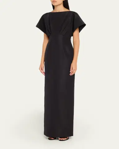 Carolina Herrera Silk Column Gown with Fan Bodice | Thumbnail 4