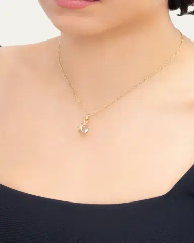 L. Klein Prisma 18k Gold & Crystal Quartz Small Pendant Brilliant Chain Necklace | Thumbnail 2