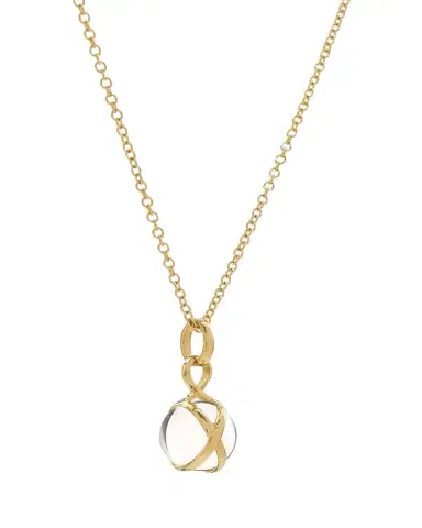 L. Klein Prisma 18k Gold & Crystal Quartz Small Pendant Brilliant Chain Necklace | Thumbnail 1