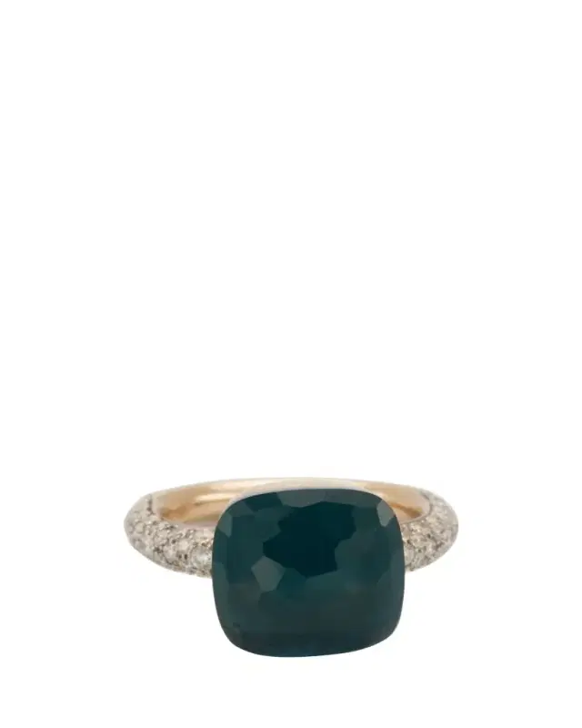 Nudo Classic 18k Gold Ring with London Blue Topaz and Diamonds