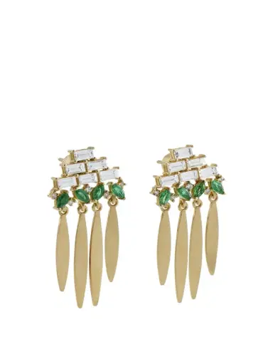 Ileana Makri 18K Yellow Gold Grass Spike Earrings with Diamonds and Emeralds | Thumbnail 1 Ileana Makri 18K Yellow Gold Grass Spike Earrings with Diamonds and Emeralds | Thumbnail 1