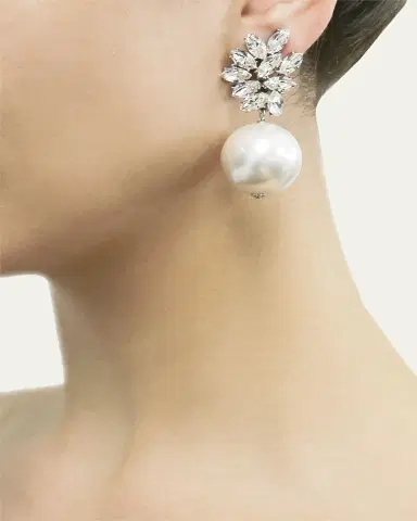 Ben-Amun Crystal Pearly Drop Earrings | Thumbnail 2