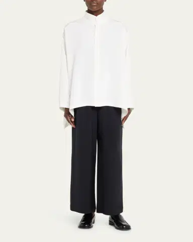 Eskandar Wide Longer Back Double Stand Collar Shirt (Mid Plus) | Thumbnail 2 Eskandar Wide Longer Back Double Stand Collar Shirt (Mid Plus) | Thumbnail 2