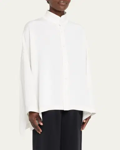Eskandar Wide Longer Back Double Stand Collar Shirt (Mid Plus) | Thumbnail 4 Eskandar Wide Longer Back Double Stand Collar Shirt (Mid Plus) | Thumbnail 4