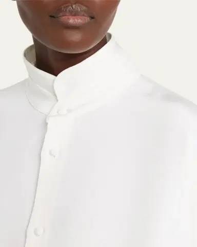 Eskandar Wide Longer Back Double Stand Collar Shirt (Mid Plus) | Thumbnail 5 Eskandar Wide Longer Back Double Stand Collar Shirt (Mid Plus) | Thumbnail 5