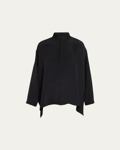 Eskandar Wide Longer Back Double Stand Collar Shirt (Mid Plus) | Thumbnail 6 Eskandar Wide Longer Back Double Stand Collar Shirt (Mid Plus) | Thumbnail 6
