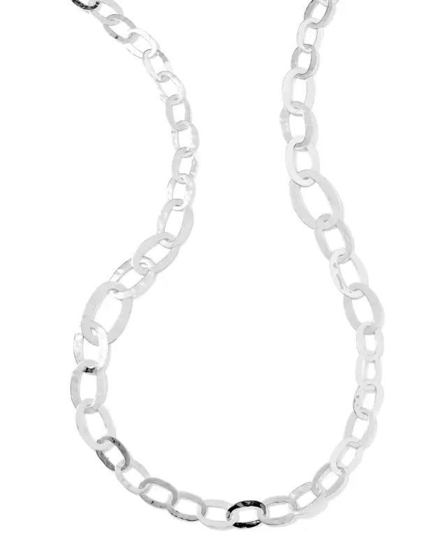 Roma Links Long Chain Necklace in Sterling Silver