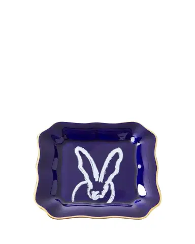 Hunt Slonem Portrait Plate with Gold Rim - Cobalt | Thumbnail 1