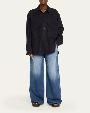 SETCHU Oversized Button Down Wool Cashmere Top | Thumbnail 2