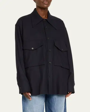 SETCHU Oversized Button Down Wool Cashmere Top | Thumbnail 4