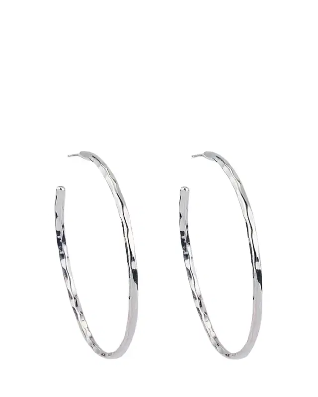 Silver Thin Hammered Earrings