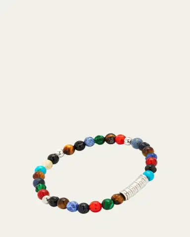 Tateossian Men's ​Sterling Silver Discs Multicolor Stones Bracelet | Thumbnail 3