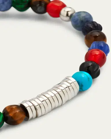 Tateossian Men's ​Sterling Silver Discs Multicolor Stones Bracelet | Thumbnail 4