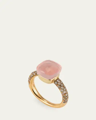Pomellato 18K Gold Nudo Classic Rose Quartz Diamond Ring | Thumbnail 3 Pomellato 18K Gold Nudo Classic Rose Quartz Diamond Ring | Thumbnail 3