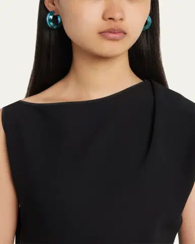Swarovski Lucent Hoop Earrings, Blue | Thumbnail 2