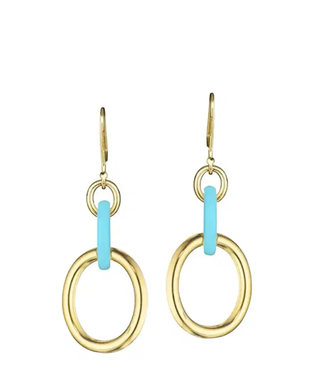 FARAONE MENNELLA by R.F.M.A.S. 18K Yellow Gold and Turquoise Drop Earrings