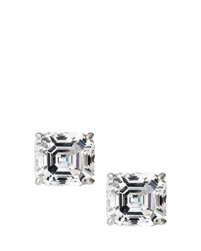 Fantasia by DeSerio 14K Yellow Gold 5ct Asscher Stud Earrings