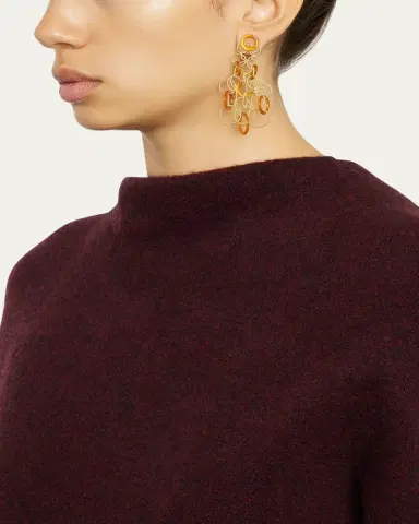 Buccellati Hawaii 18K Gold & Carnelian Pendant Earrings, 7cm | Thumbnail 2