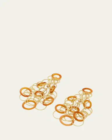 Buccellati Hawaii 18K Gold & Carnelian Pendant Earrings, 7cm | Thumbnail 3