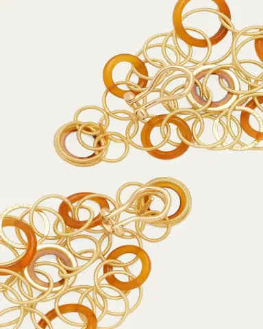 Buccellati Hawaii 18K Gold & Carnelian Pendant Earrings, 7cm | Thumbnail 4