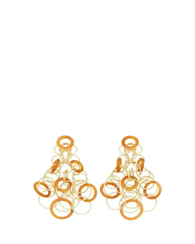 Buccellati Hawaii 18K Gold & Carnelian Pendant Earrings, 7cm