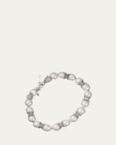 Jan Leslie Men's Sterling Silver and Pearl Beaded Bracelet | Thumbnail 2 Jan Leslie Men's Sterling Silver and Pearl Beaded Bracelet | Thumbnail 2