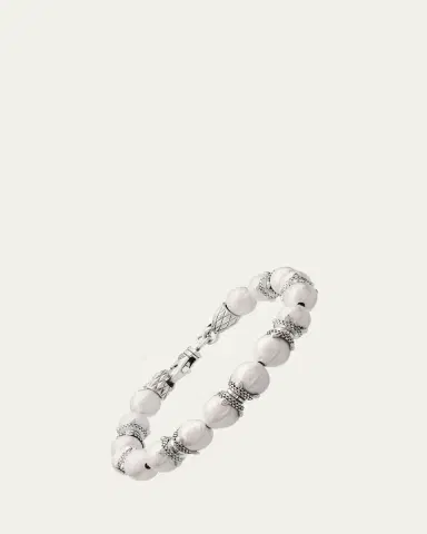 Jan Leslie Men's Sterling Silver and Pearl Beaded Bracelet | Thumbnail 3 Jan Leslie Men's Sterling Silver and Pearl Beaded Bracelet | Thumbnail 3