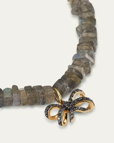 Sydney Evan 14K Pave and Labradorite Bracelet with Double Bow Charm | Thumbnail 3