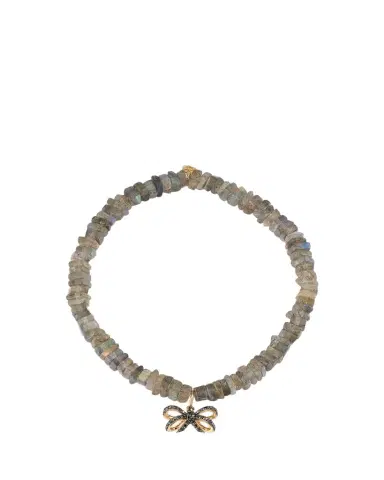 Sydney Evan 14K Pave and Labradorite Bracelet with Double Bow Charm | Thumbnail 1