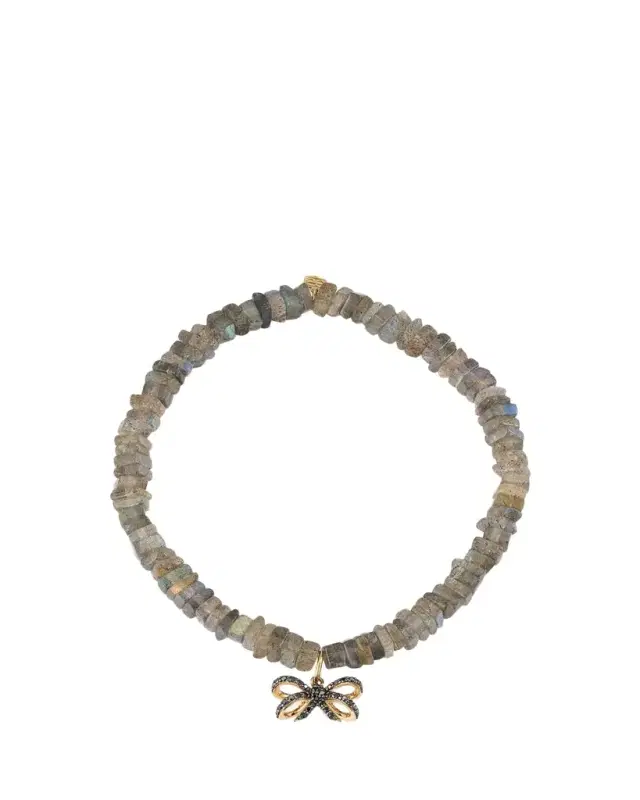 Sydney Evan 14K Pave and Labradorite Bracelet with Double Bow Charm