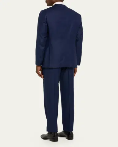 Brioni Men's Textured Solid Two-Piece Suit, Bright Navy | Thumbnail 3