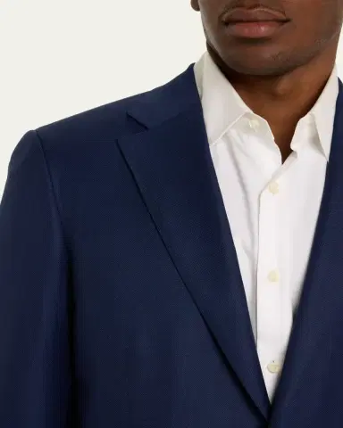 Brioni Men's Textured Solid Two-Piece Suit, Bright Navy | Thumbnail 5