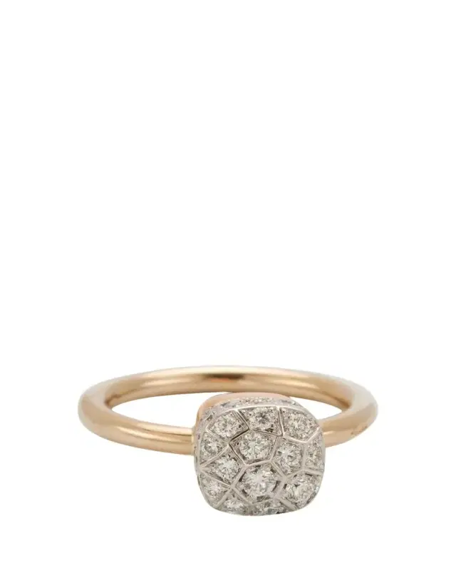 Pomellato Nudo Solitaire 18K Gold Ring with Diamonds