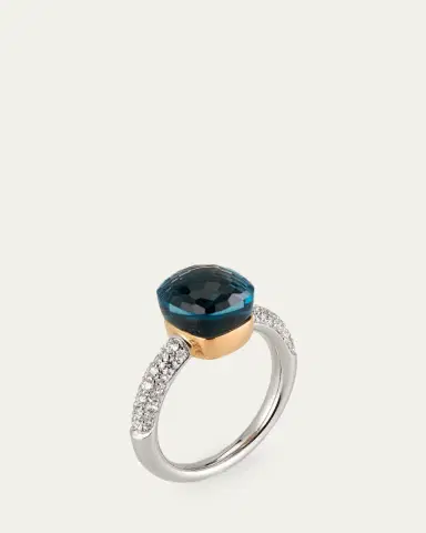 Pomellato Nudo Petite 18K Gold Ring with London Blue Topaz and Diamonds | Thumbnail 3 Pomellato Nudo Petite 18K Gold Ring with London Blue Topaz and Diamonds | Thumbnail 3