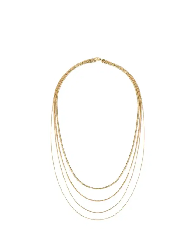 18K Yellow Gold Layered Chain Necklace