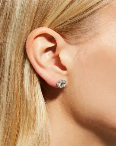 FANTASIA by DESERIO Sterling Silver 1.5ct Pave Stud Earrings | Thumbnail 2 FANTASIA by DESERIO Sterling Silver 1.5ct Pave Stud Earrings | Thumbnail 2