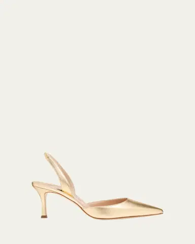 Manolo Blahnik Carolyne Metallic Leather Mid-Heel Slingback Pumps | Thumbnail 6 Manolo Blahnik Carolyne Metallic Leather Mid-Heel Slingback Pumps | Thumbnail 6