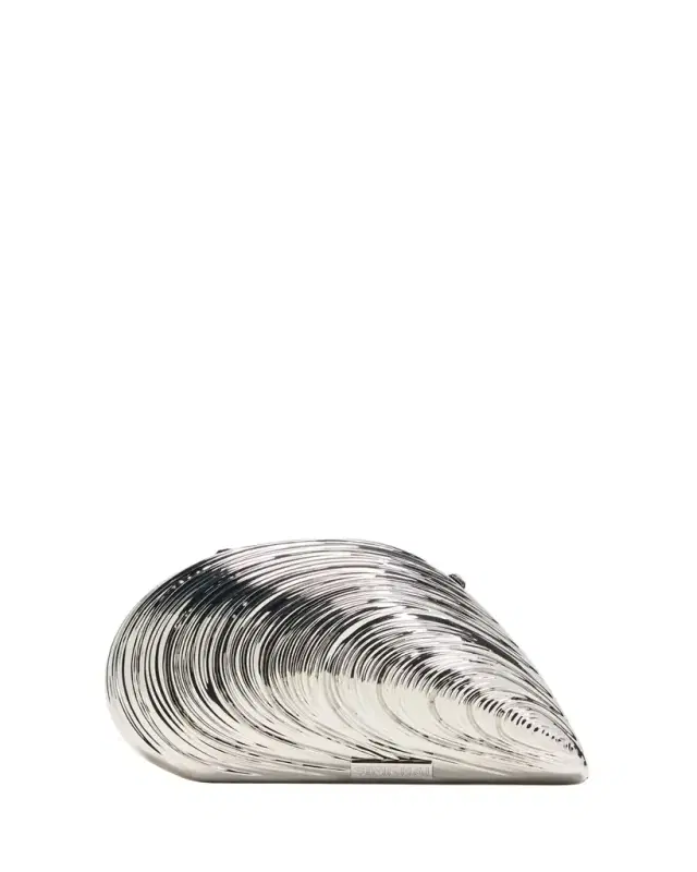 SIMKHAI Bridget Metal Oyster Shell Clutch Bag