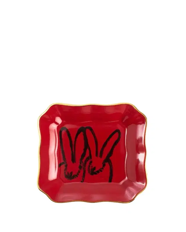 Portrait Plate with Gold Rim - Red