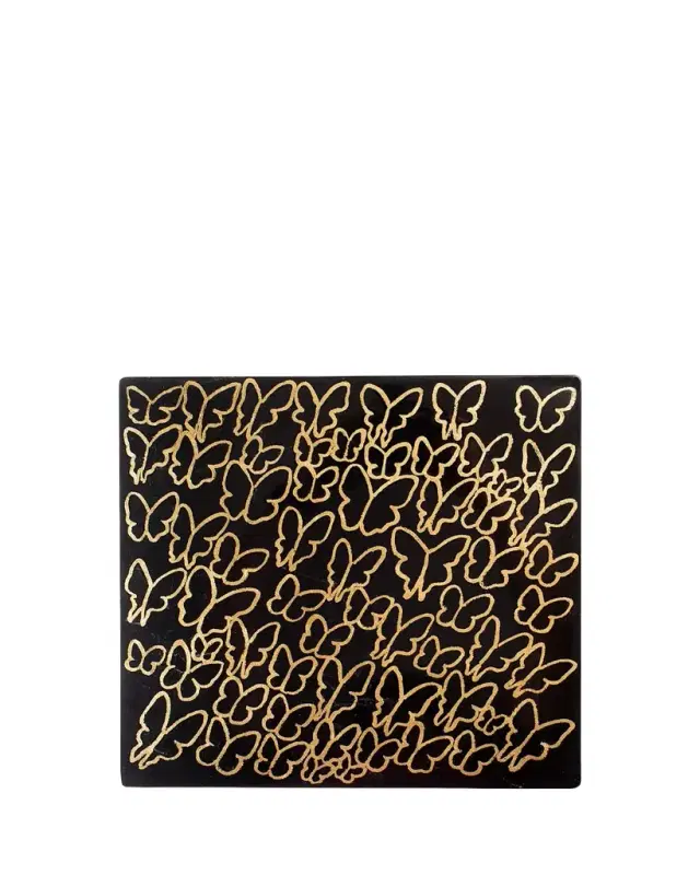 Hunt Slonem Midnight Butterflies Square Lacquer Placemat