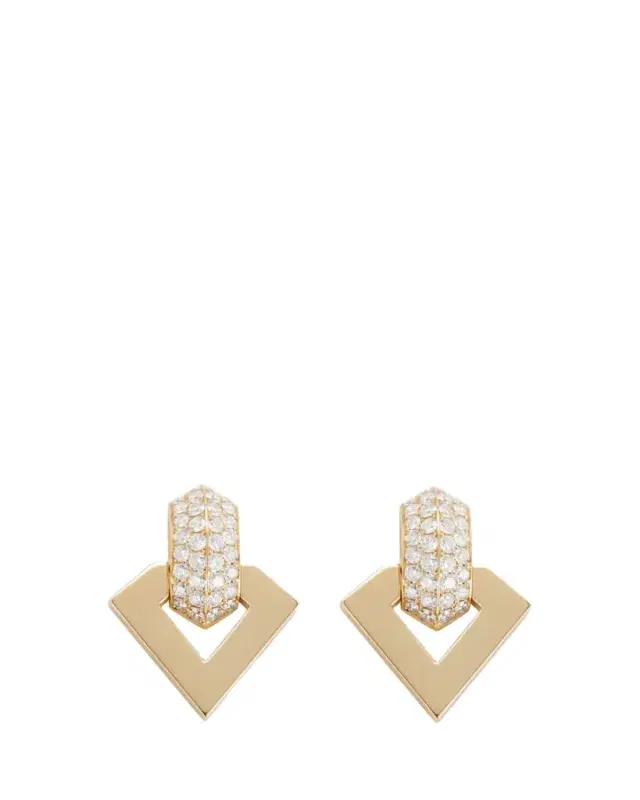 Dries Criel 18k Yellow Gold Diamond Brute Pendant Earrings