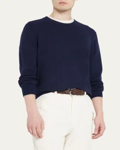 Brunello Cucinelli Men's Cashmere Crewneck Sweater | Thumbnail 4