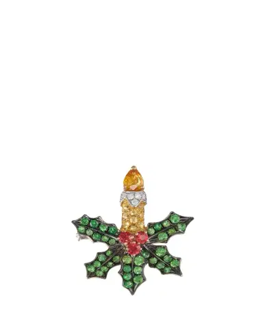 Mio Harutaka White Gold Holly Jolly Brooch with Diamonds, Sapphires, Garnets, and Rubies | Thumbnail 1