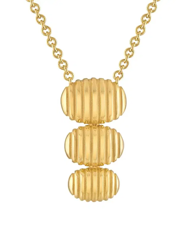 Pamela Zamore 18k Yellow Gold Isla Triple Oval Necklace