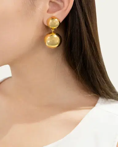 ben-amun Gold Ball Clip-On Earrings | Thumbnail 2